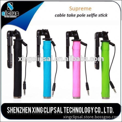 factory wholesale handheld wired selfie stick monopod with mirror